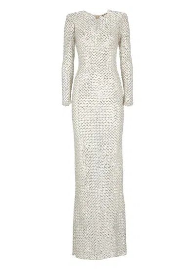 Elisabetta Franchi Sequin Embellished Maxi Dress In Argento