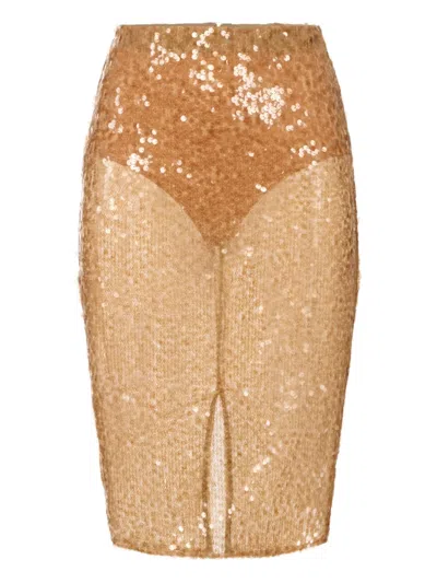 ELISABETTA FRANCHI SEQUIN-EMBELLISHED MIDI SKIRT