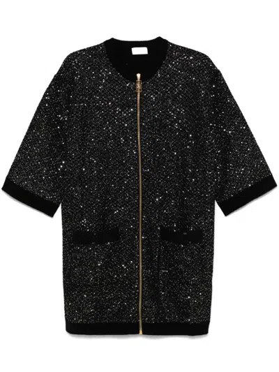 Elisabetta Franchi Sequin-embellished Mini Dress In Nero E Argento