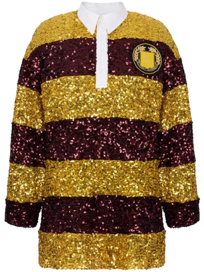 Elisabetta Franchi Sequin-embellished Mini Dress In Mimosa/rouge Noir