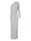 Elisabetta Franchi Sequin-embellished One-shoulder Maxi Dress In Gray