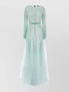 Elisabetta Franchi Sequin Embellished Sheer Overlay Long Sleeve Dress