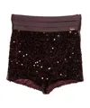 Elisabetta Franchi Sequin Embellished Shorts In Burgundy