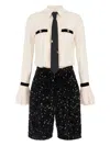 Elisabetta Franchi Sequin-embellished Tie-neck Playsuit In Multi