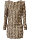 Elisabetta Franchi Sequin-embellished Tulle Mini Dress In 032 Camel