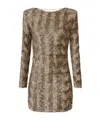 Elisabetta Franchi Sequin-embellished Tulle Mini Dress In Brown