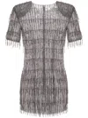 Elisabetta Franchi Sequin-embellished Tulle Mini Dress In Silver