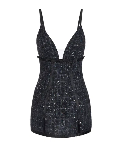 ELISABETTA FRANCHI SEQUIN-EMBELLISHED TWEED DRESS
