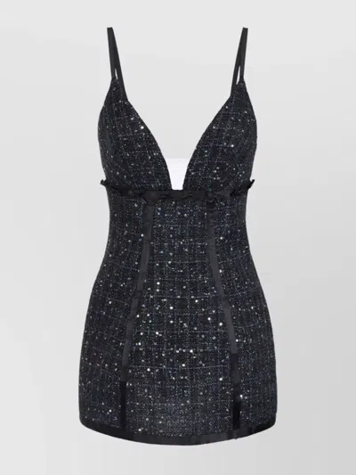 ELISABETTA FRANCHI SEQUIN EMBELLISHED TWEED DRESS