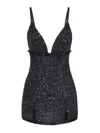 Elisabetta Franchi Sequin-embellished Tweed Mini Dress In Black