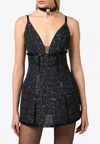 Elisabetta Franchi Sequin-embellished Tweed Mini Dress In Black
