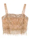 Elisabetta Franchi Sequin-embroidered Crepe Top In Neutral