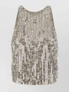 Elisabetta Franchi Sequin Fringe And Bead Halter Top In Beige