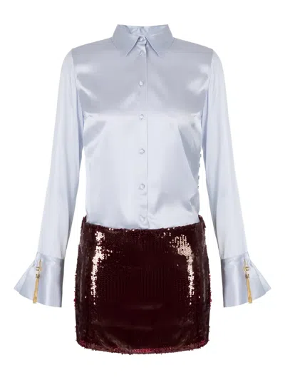 Elisabetta Franchi Sequin Mini Dress In Blue