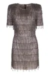 Elisabetta Franchi Sequin-embellished Tulle Mini Dress In Silver