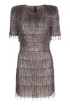 Elisabetta Franchi Sequin-embellished Tulle Mini Dress In Silver