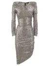 ELISABETTA FRANCHI SEQUIN MINIDRESS WITH ASYMMETRIC SKIRT