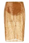 Elisabetta Franchi Sequin Embellished High Waist Skirt In Sand