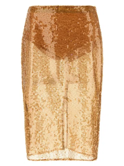 ELISABETTA FRANCHI SEQUIN SKIRT SKIRTS BEIGE