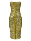 Elisabetta Franchi Sequin Strapless Midi Dress In Green
