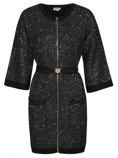 ELISABETTA FRANCHI SEQUIN THREAD MINI-DRESS