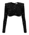 Elisabetta Franchi Sequin Top In Black