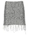 Elisabetta Franchi Silver Embroidered Sequin Mini Skirt