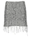 Elisabetta Franchi Silver Embroidered Sequin Mini Skirt In Argento
