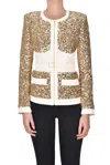 Elisabetta Franchi Sequined Blazer In Neutral