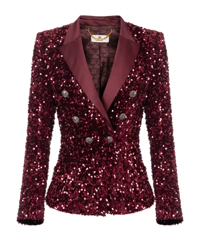 ELISABETTA FRANCHI ELISABETTA FRANCHI DOUBLE BREASTED SEQUIN EMBELLISHED BLAZER