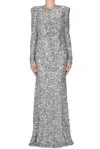 Elisabetta Franchi Red Carpet Woman Maxi Dress Grey Size 10 Polyester In Gray