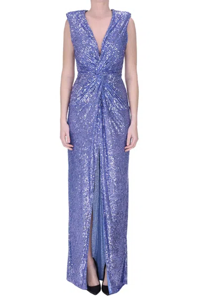 Elisabetta Franchi Sequined Party Dress In Wisteria