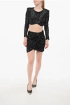 Elisabetta Franchi Sequined Skirt And Top Set In Black