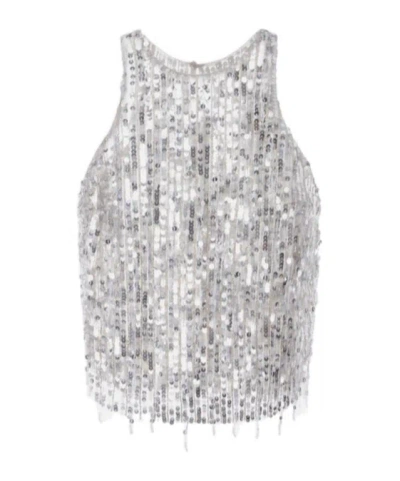 ELISABETTA FRANCHI ELISABETTA FRANCHI SEQUIN EMBELLISHED CROPPED TULLE TOP