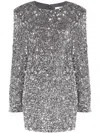 Elisabetta Franchi Sequinned Chenille Mini Dress In Grey