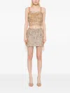 Elisabetta Franchi Sequinned-fringe Tulle Mini Skirt In Gold