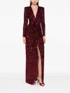 Elisabetta Franchi Sequinned Gown Dress In Red