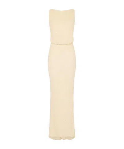 ELISABETTA FRANCHI ELISABETTA FRANCHI LOGO DETAILED SEQUINS RED CARPET DRESS
