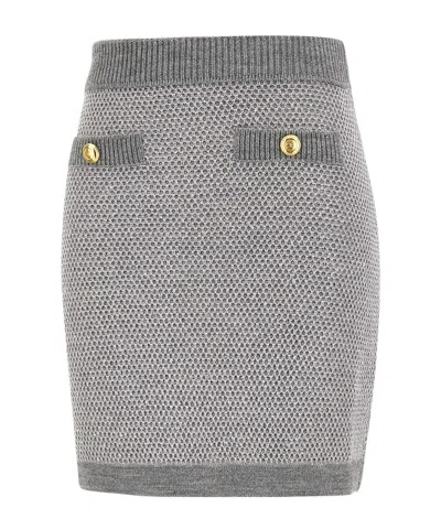 Elisabetta Franchi Ribbed-waistband Skirt In Gray