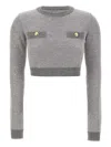 Elisabetta Franchi Sequinned Knitted Sweater In Gray