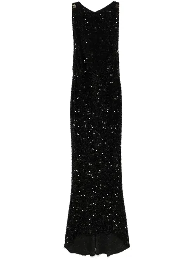 Elisabetta Franchi Sequinned Maxi Dress In Black
