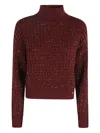Elisabetta Franchi Sequinned Turtleneck Sweater In Red