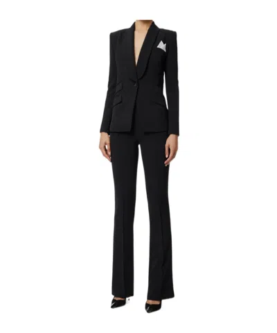 Elisabetta Franchi Shawl-collar Single-breasted Suit In Black