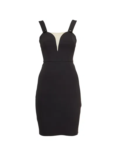 Pre-owned Elisabetta Franchi Sheath Crepe Dress In Black