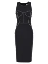Elisabetta Franchi Contrasting-piping Midi Dress In Nero/burro