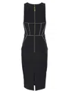 Elisabetta Franchi Fitted Midi Dress With Structured Bodice In Multicolor