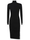 Elisabetta Franchi Sheath Knit Dress With High Neck And Logo Band In Multi