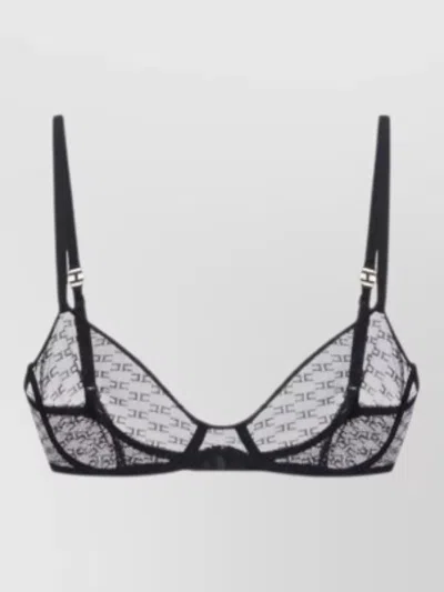 Elisabetta Franchi Sheer Bra Adjustable Straps Lingerie Piece In Black