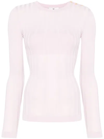Elisabetta Franchi Sheer-detailed Cotton Sweater In Beige