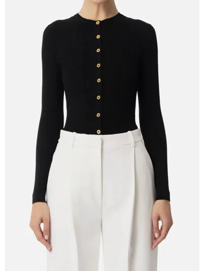 Elisabetta Franchi Sheer Detailing Cardigan In Black